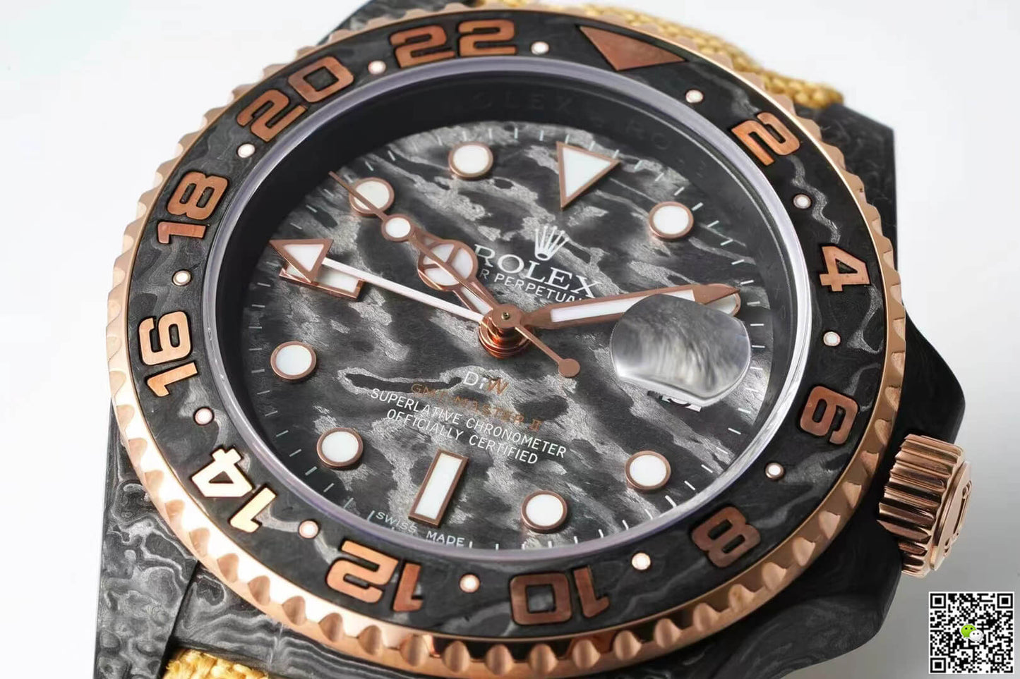 Rolex GMT-MASTER II Diw Carbon Fiber Yellow Fabric Strap