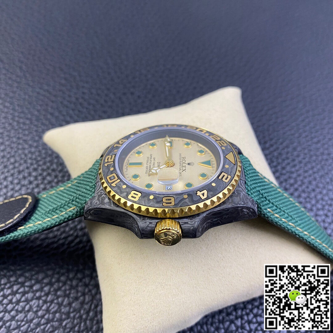 Rolex GMT-MASTER II Diw Carbon Fiber Case Green Fabric Strap