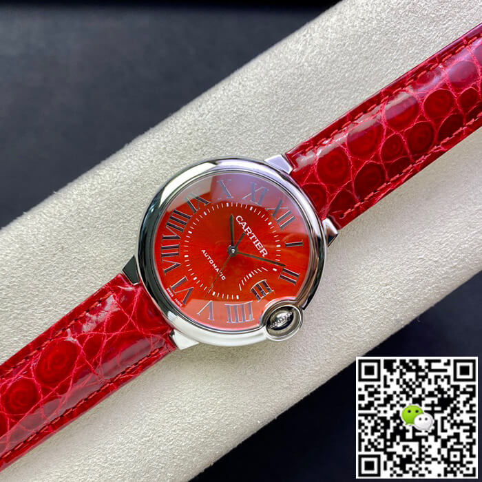 Ballon Bleu De Cartier 36MM 3K Factory Red Leather Strap
