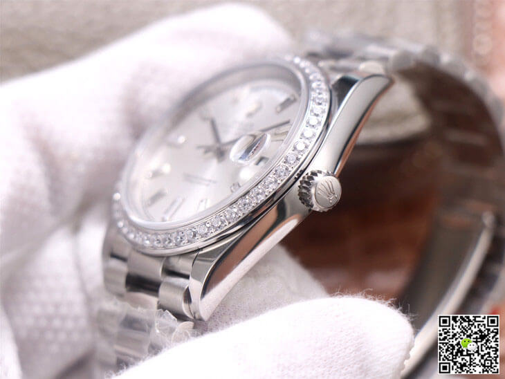 Rolex Day-Date M228349RBR-0001 EW Factory Diamond Silver Dial