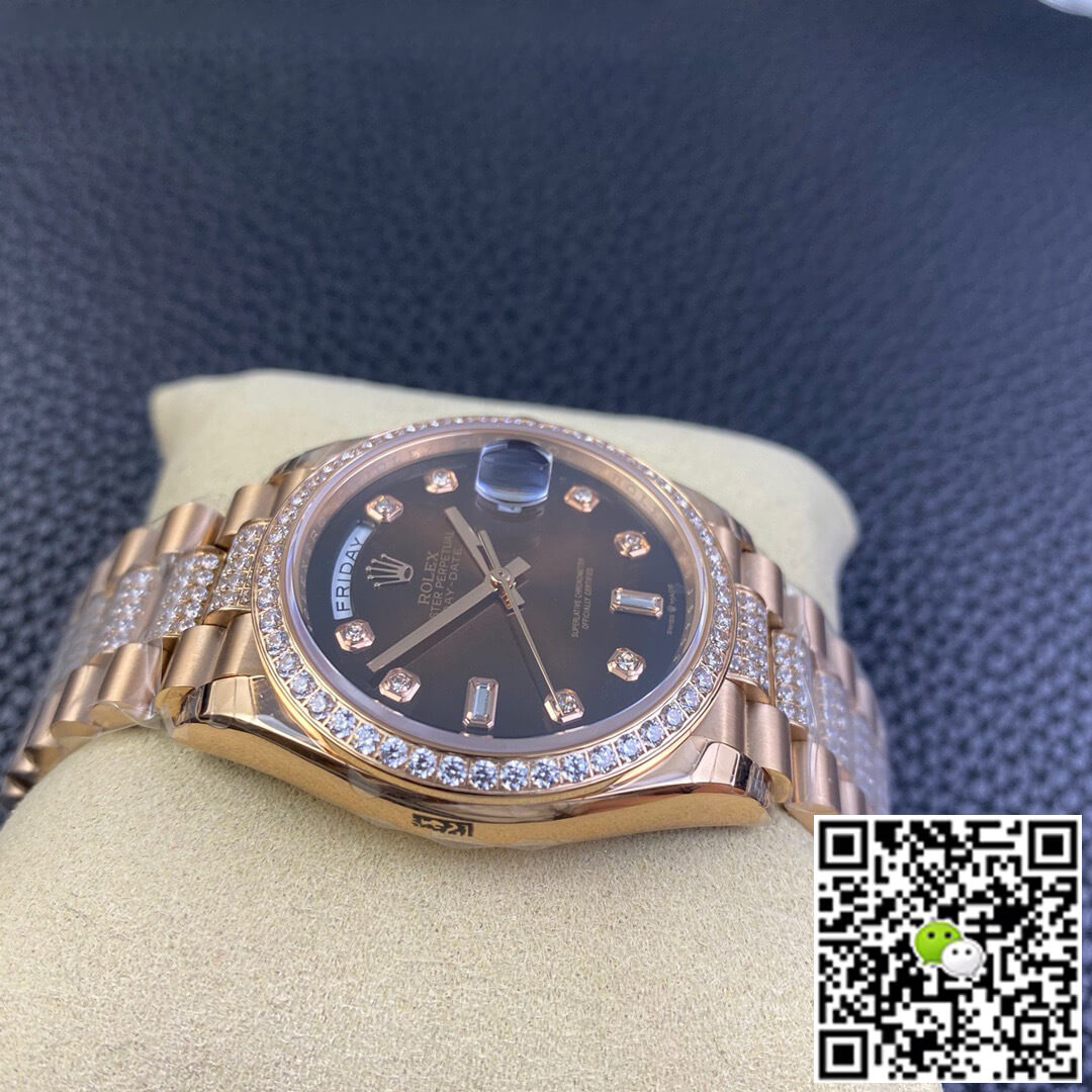 Rolex Day Date M128345rbr-0041 EW Factory Diamond Strap