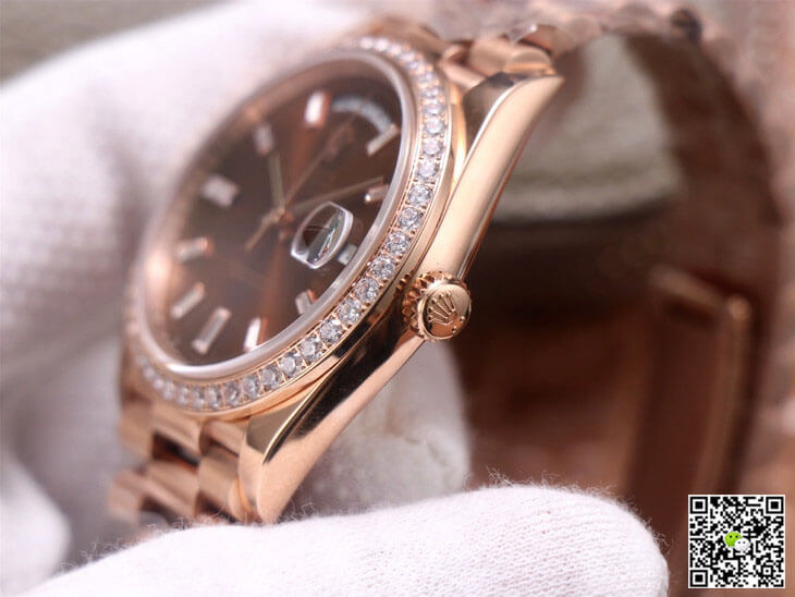 Rolex Day-Date M228345RBR-0006 EW Factory Diamond Chocolate Color Dial