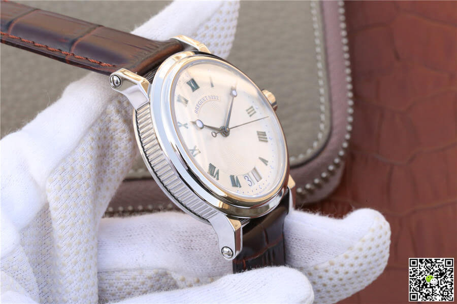 Breguet Marine 5817ST/12/5V8 White Dial Cowhide Strap