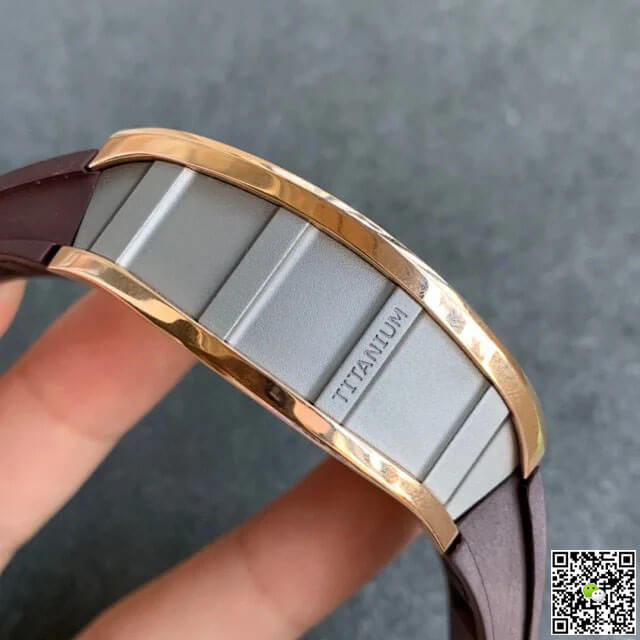 Richard Mille RM011 KV Factory Rose Gold Brown Rubber Strap