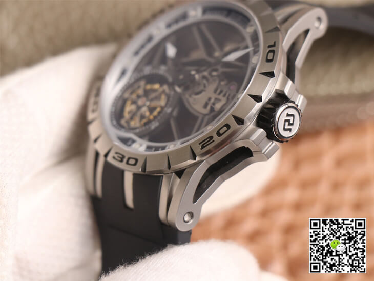 Roger Dubuis Excalibur Spidr RDDBEX0479 JB Factory Tourbillon Skeleton Dial Black Strap