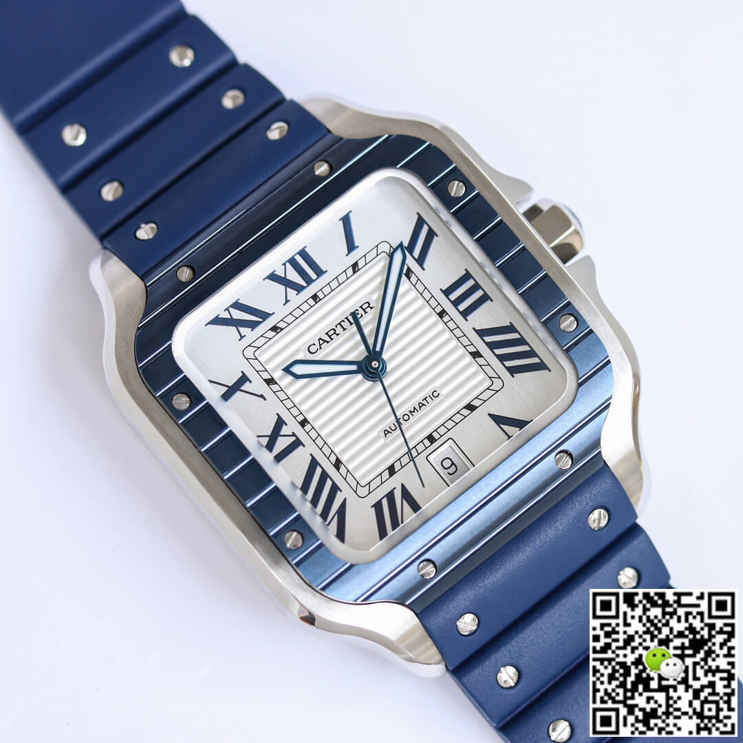 Santos De Cartier GF Factory Blue Rubber Strap