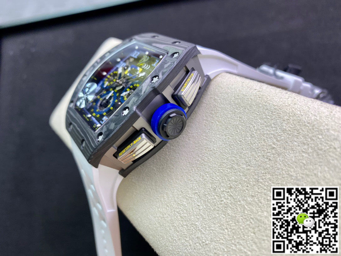 Richard Mille RM011 KV Factory Carbon Fiber White Rubber Strap