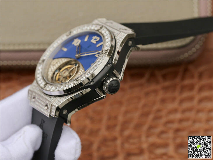 Hublot Big Bang Tourbillon Stainless Steel Diamond Blue Dial
