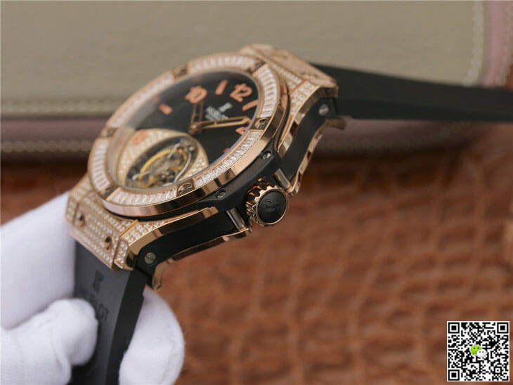 Hublot Big Bang Tourbillon Rose Gold Diamond Black Dial