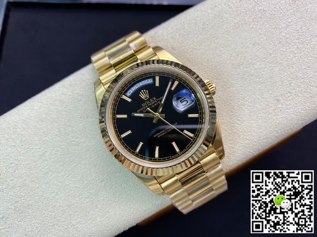 Rolex Day Date 40MM EW Factory Yellow Gold Black Dial