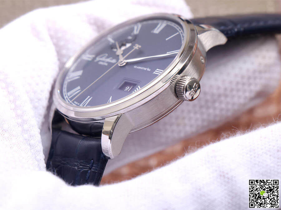Glashutte Senator Moon Phase 1-36-04 V9 Factory Blue Leather Strap