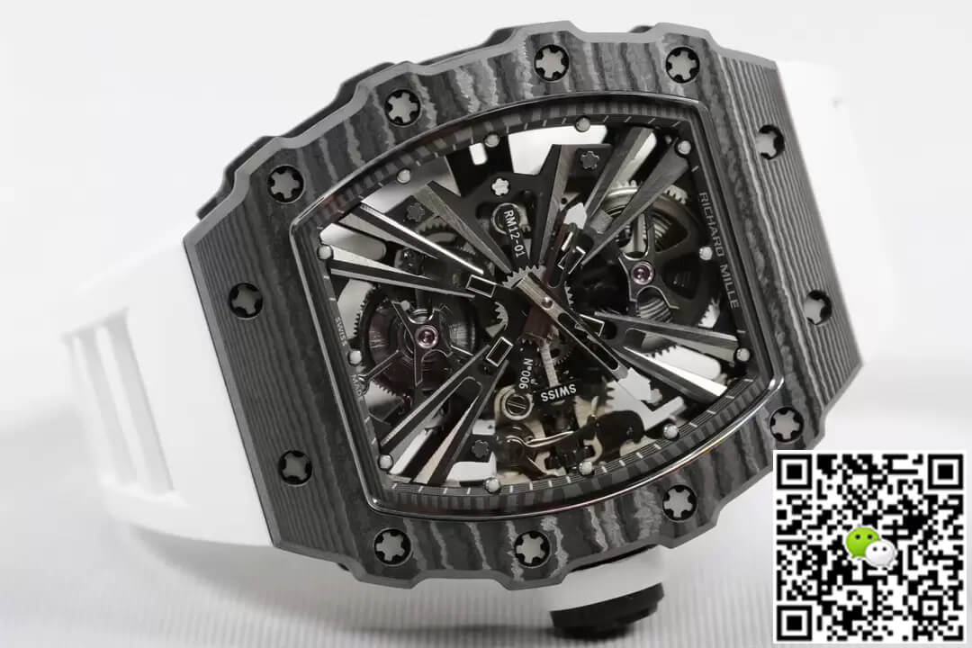 Richard Mille RM12-01 Tourbillon RM Factory Carbon Fiber White Strap