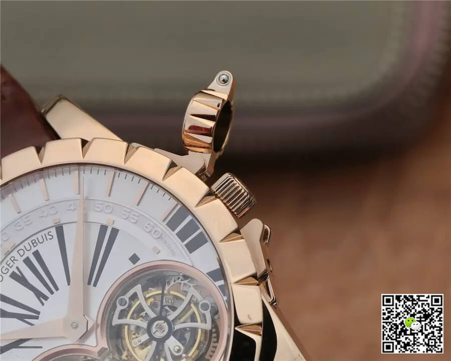 Roger Dubuis Excalibur RDDBEX0249 JB Factory Tourbillon Gold Case White Dial