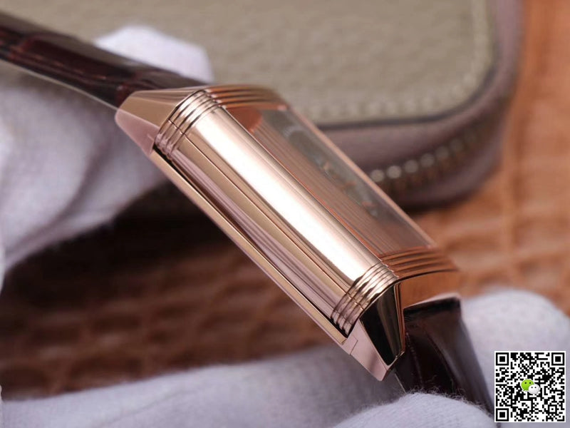 Jaeger LeCoultre Reverso Tribute Double-sided Double Time Zone Flip MG Factory Rose Gold White Dial