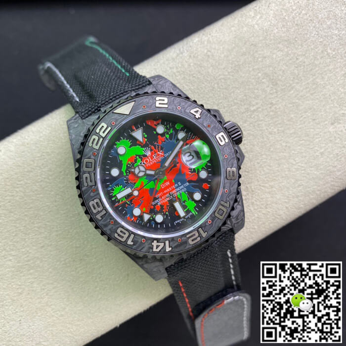 Rolex GMT-MASTER II Diw Carbon Fiber Color Dial Black Fabric Strap