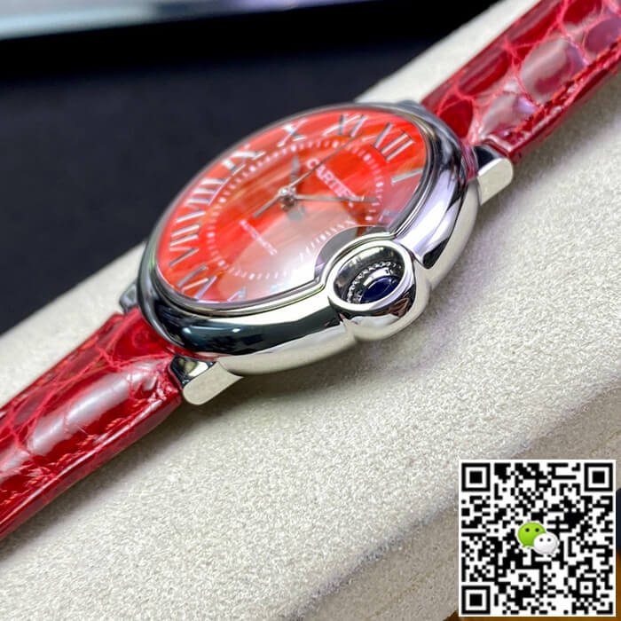 Ballon Bleu De Cartier 36MM 3K Factory Red Leather Strap