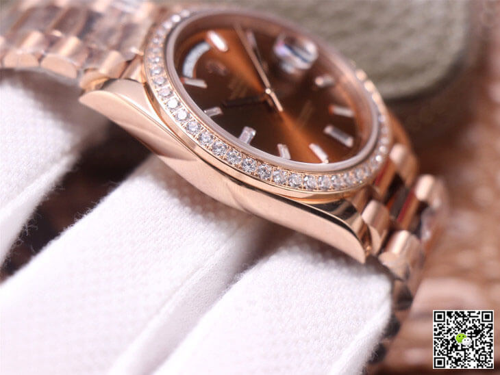 Rolex Day-Date M228345RBR-0006 EW Factory Diamond Chocolate Color Dial