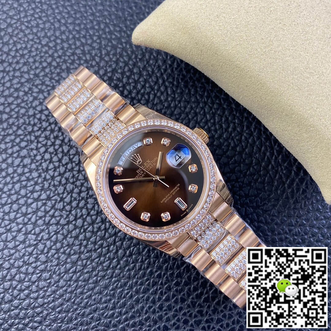 Rolex Day Date M128345rbr-0041 EW Factory Diamond Strap