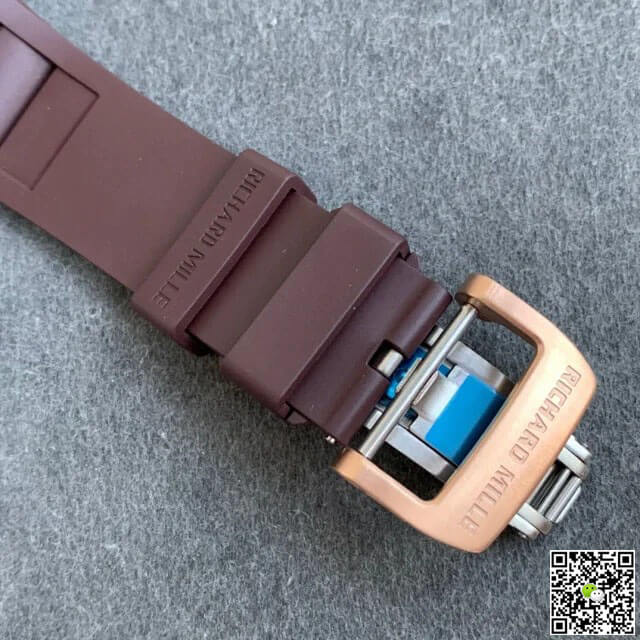 Richard Mille RM011 KV Factory Rose Gold Brown Rubber Strap