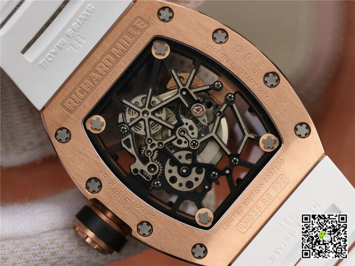 Richard Mille RM035 Americas KV Factory Rose Gold White Strap