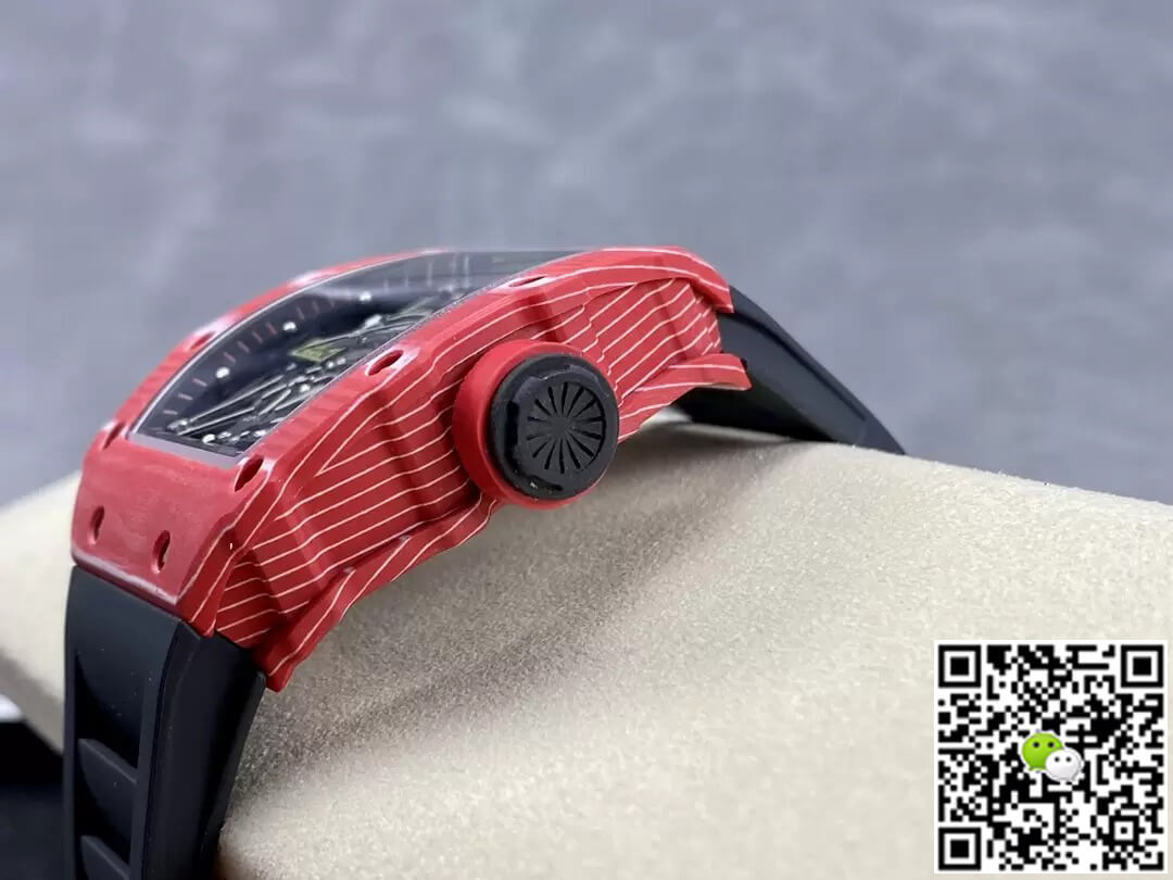Richard Mille RM35-02 T+ Factory Red Carbon Fiber Case Black Rubber Strap
