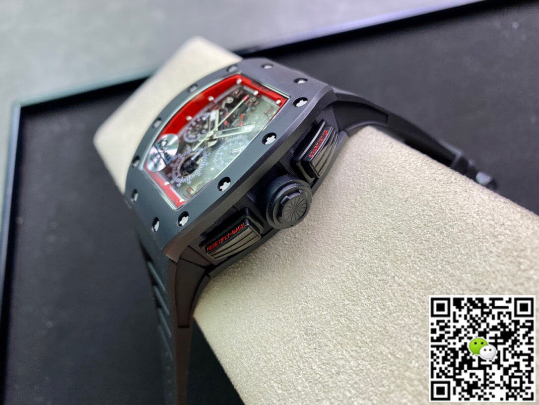 Richard Mille RM011 KV Factory Ceramic Black Rubber Strap