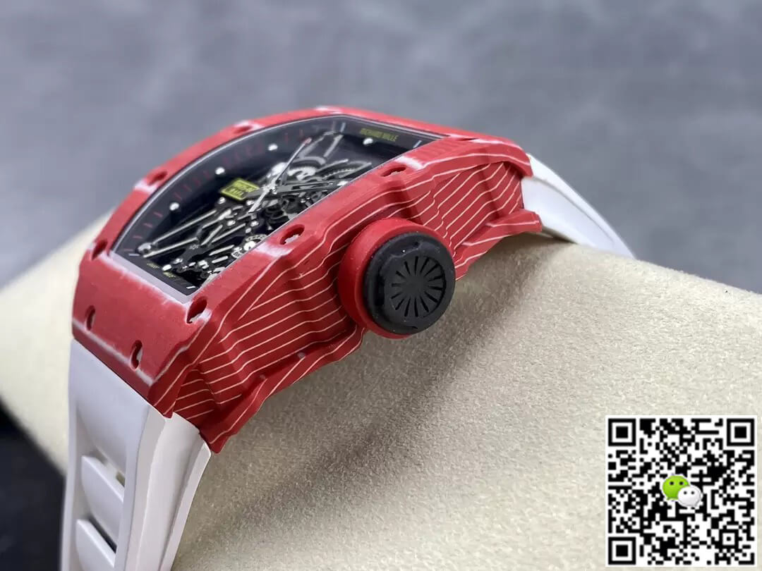 Richard Mille RM35-02 T+ Factory Carbon Fiber Case White Rubber Strap