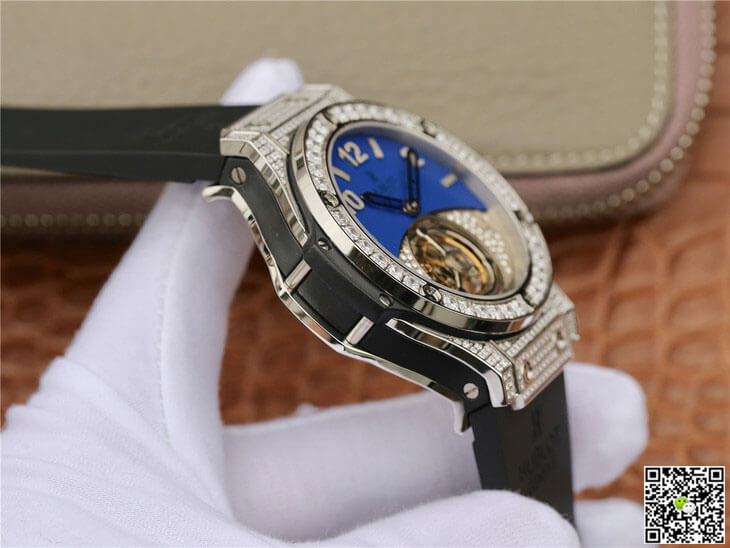 Hublot Big Bang Tourbillon Stainless Steel Diamond Blue Dial