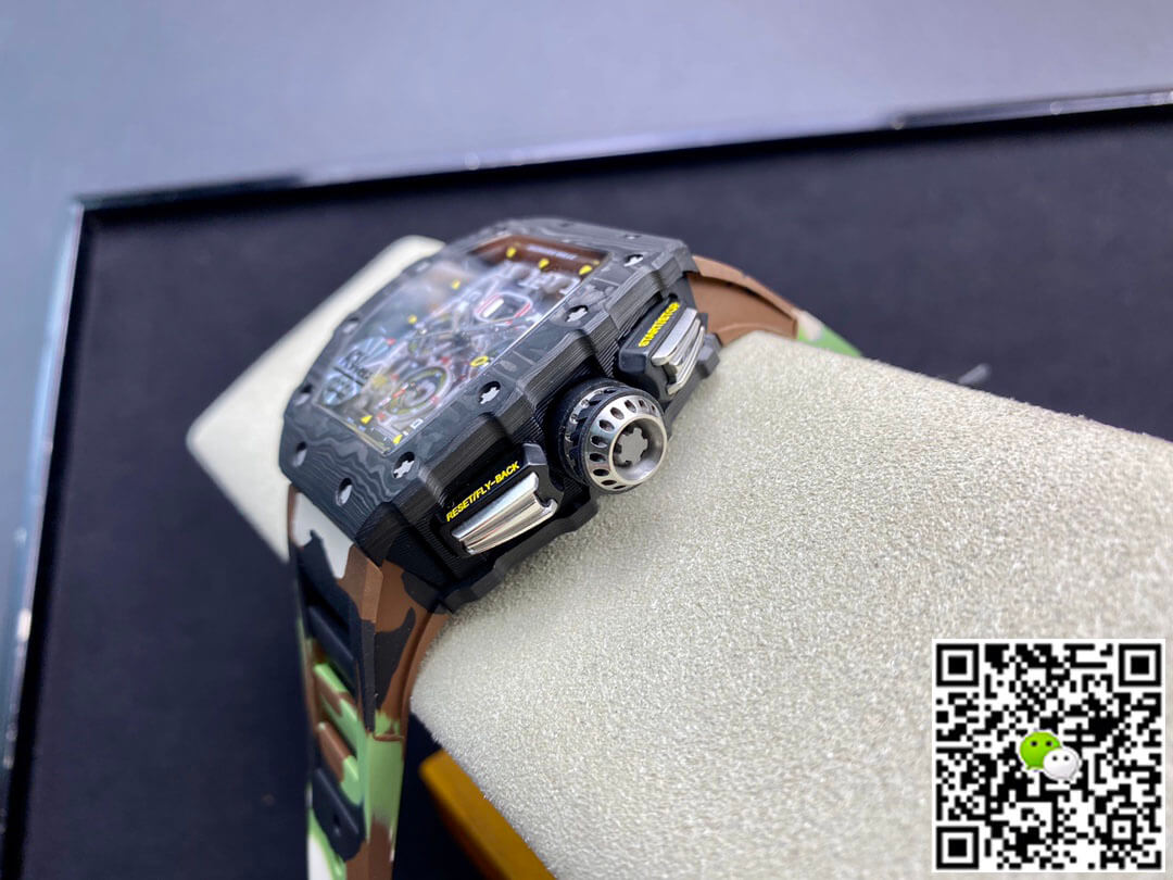 Richard Mille RM-011 KV Factory V2  Carbon Fiber Camo Rubber Strap