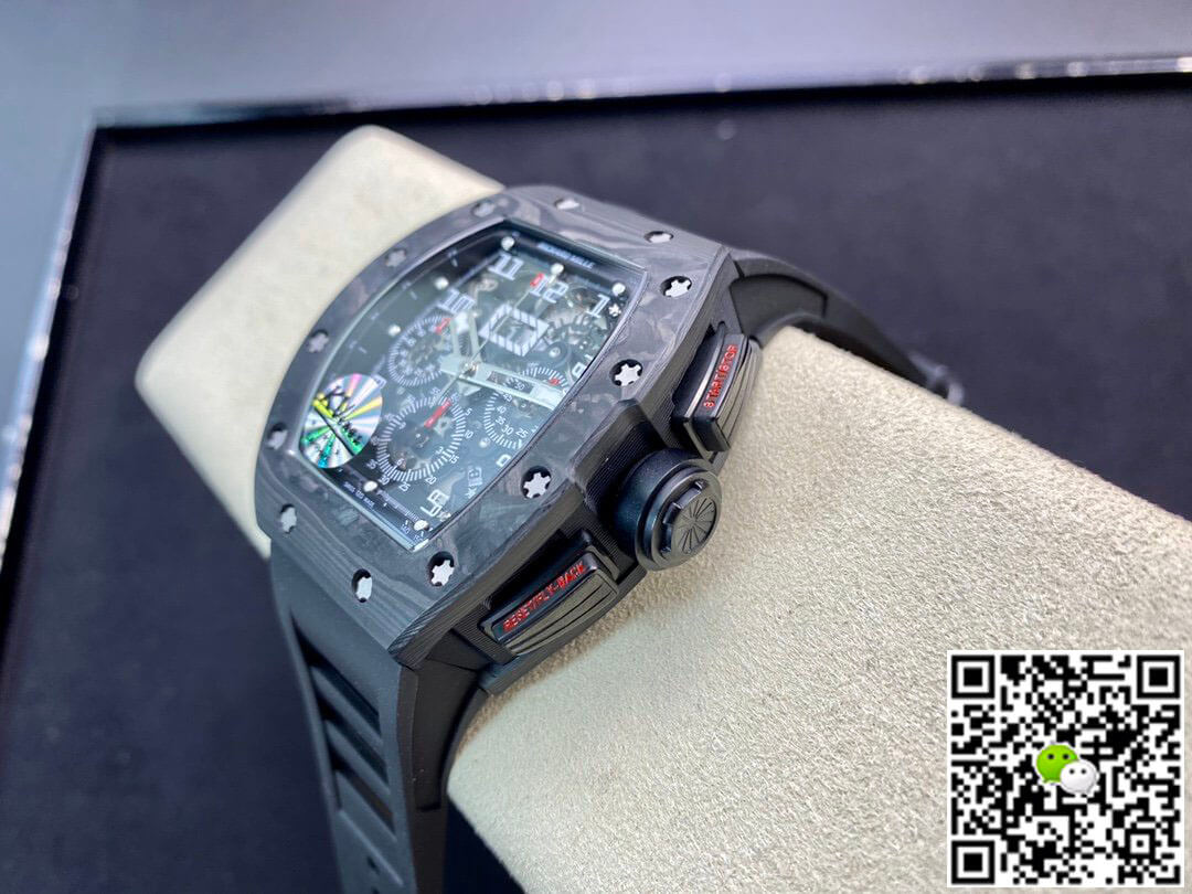 Richard Mille RM011 KV Factory Carbon Fiber Black Rubber Strap