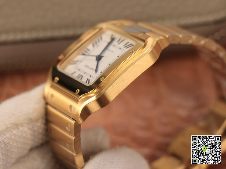 Cartier De Santos WSSA0010 BV Factory 18K Gold White Dial