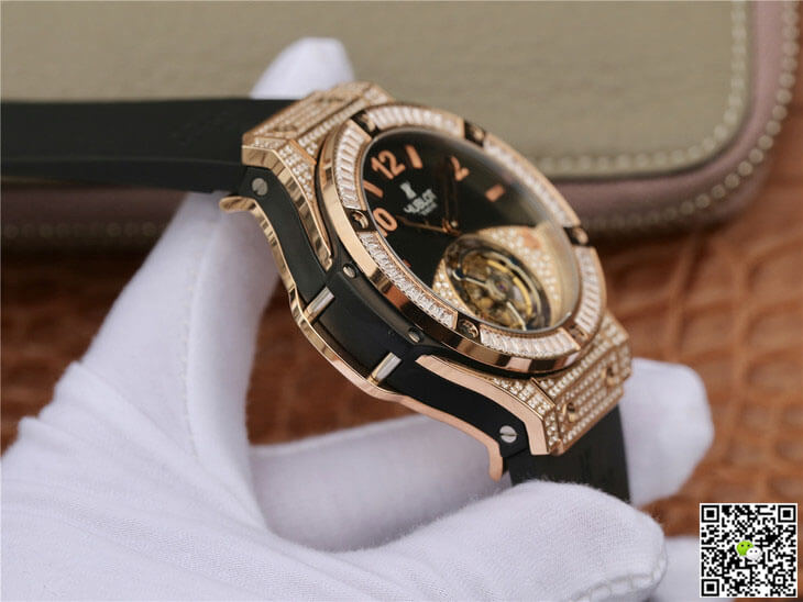 Hublot Big Bang Tourbillon Rose Gold Diamond Black Dial