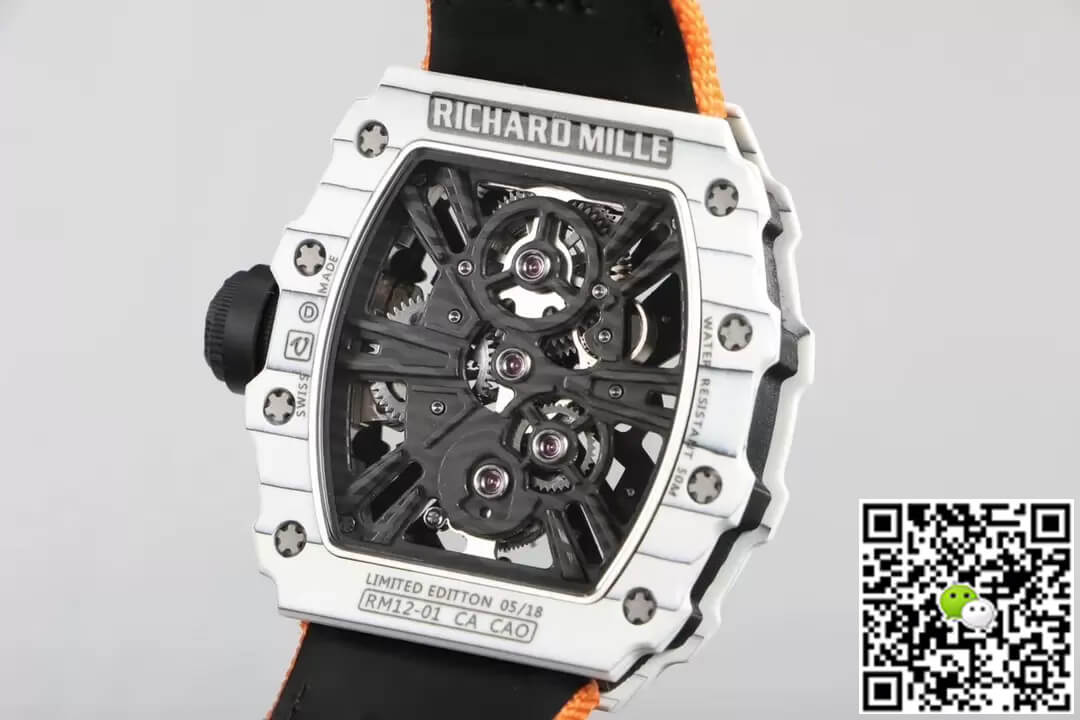 Richard Mille RM12-01 Tourbillon RM Factory Carbon Fiber Case Orange Strap