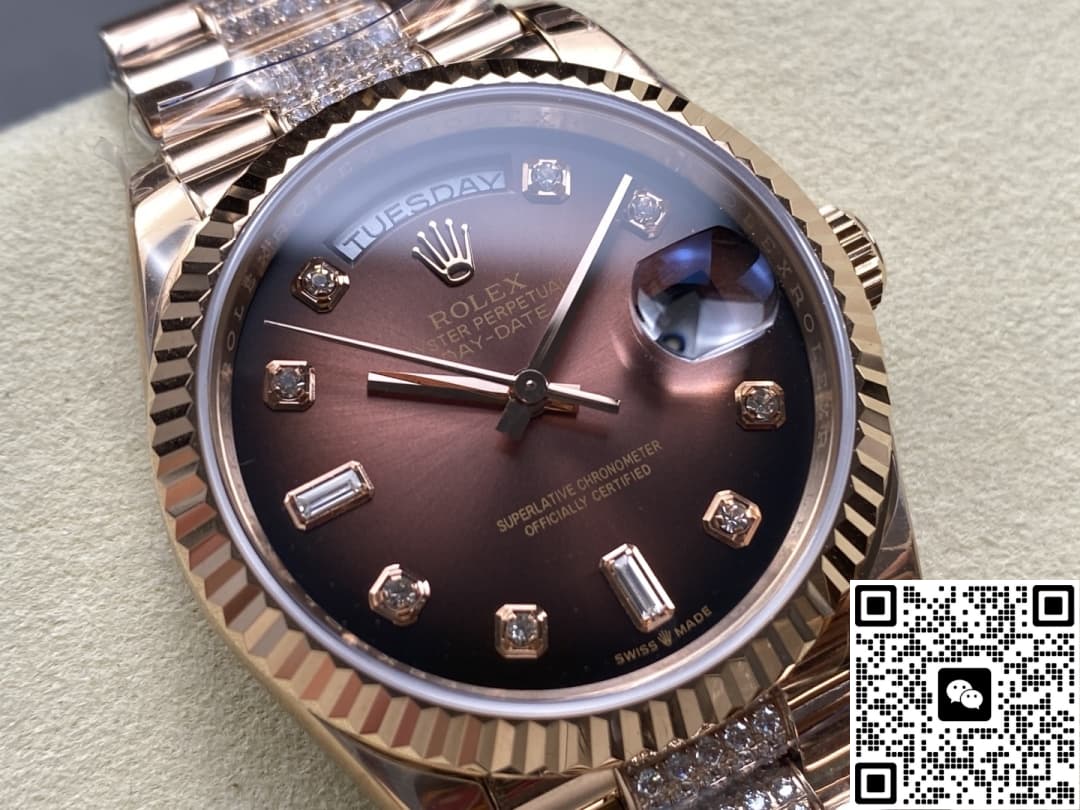 Rolex Day-Date M128235-0038 8+ Factory Diamond Hour Markers