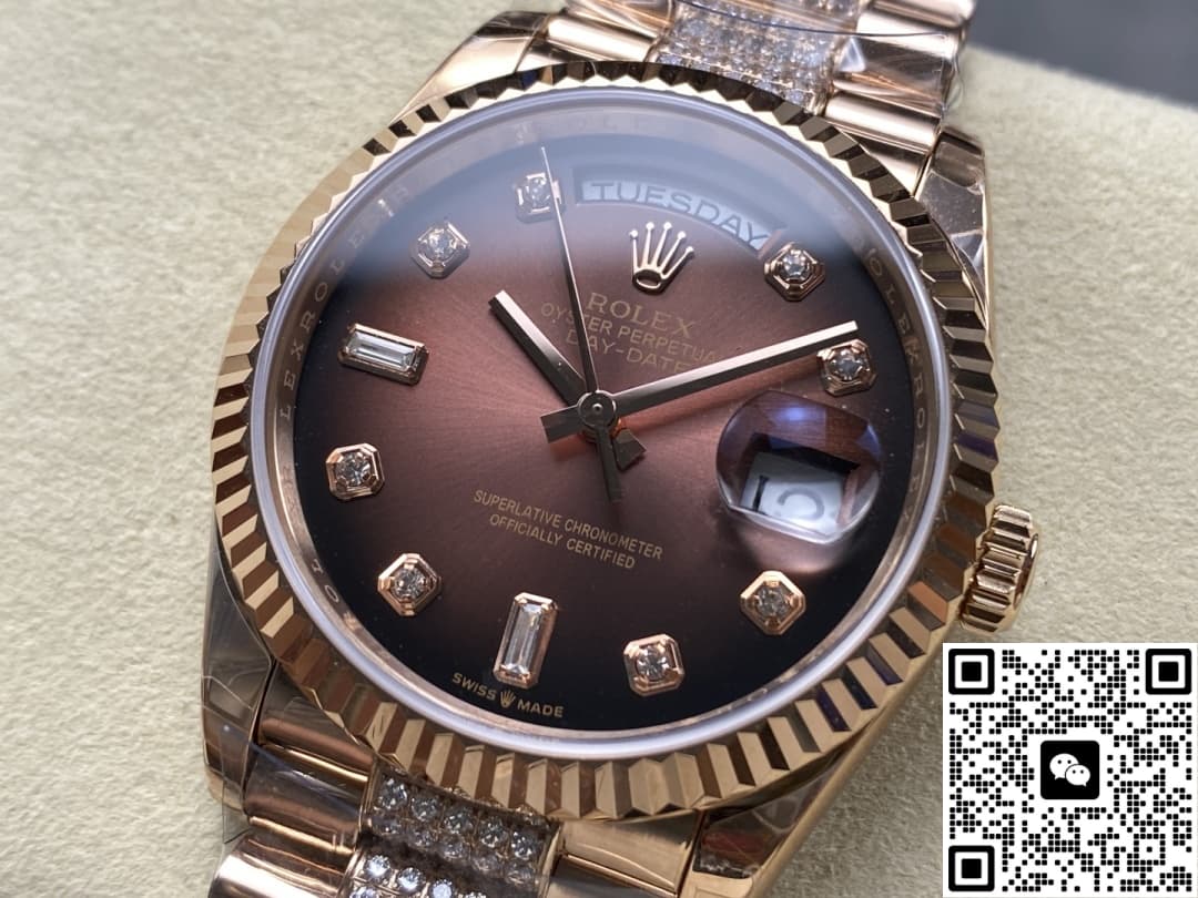 Rolex Day-Date M128235-0038 8+ Factory Diamond Hour Markers