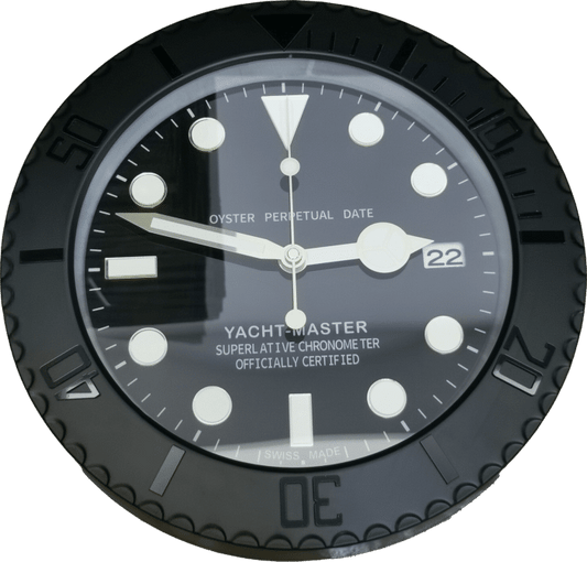 YATCH MASTER – BLACK – BLACK EDITION 35 CM DELUXE METAL WALL CLOCK