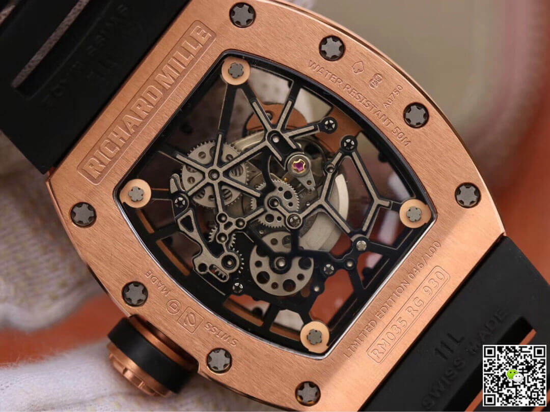 Richard Mille RM035 Americas KV Factory Rose Gold Black Strap