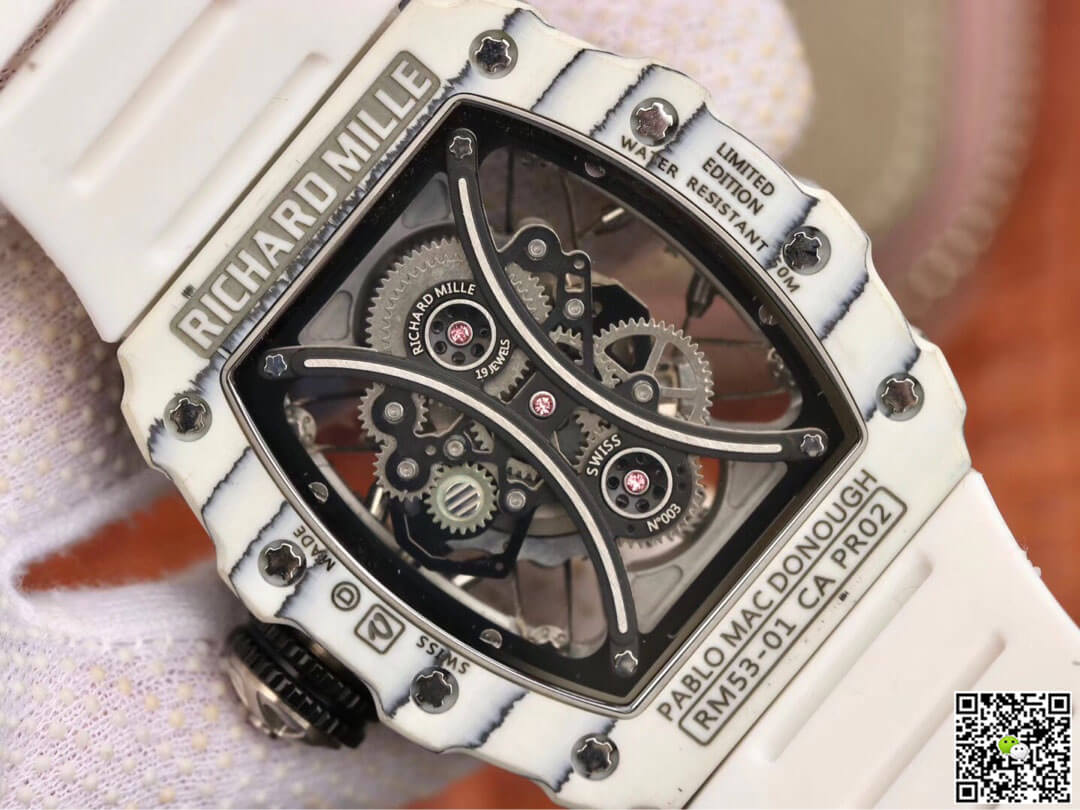 Richard Mille RM53-01 KV Factory White TPT Carbon Fiber Skeleton Dial