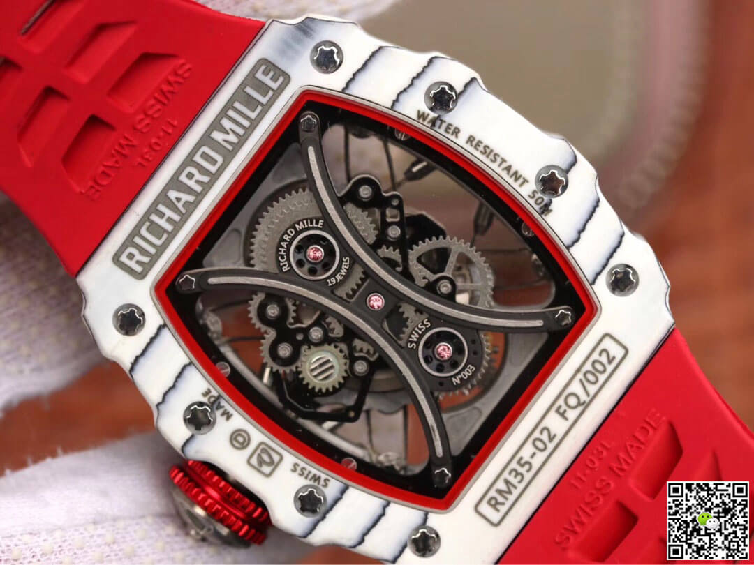 Richard Mille RM53-01 KV Factory White TPT Carbon Fiber Red Strap