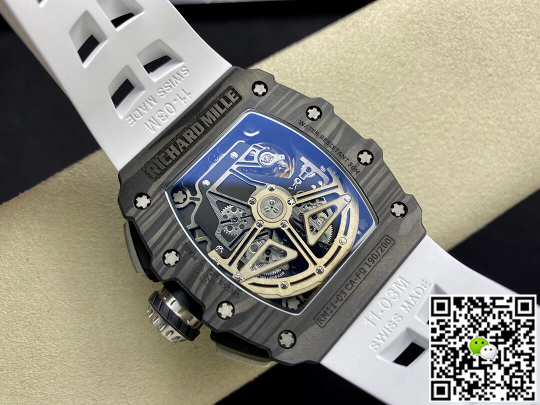 Richard Mille RM011-03 KV Factory Carbon Fiber White Strap