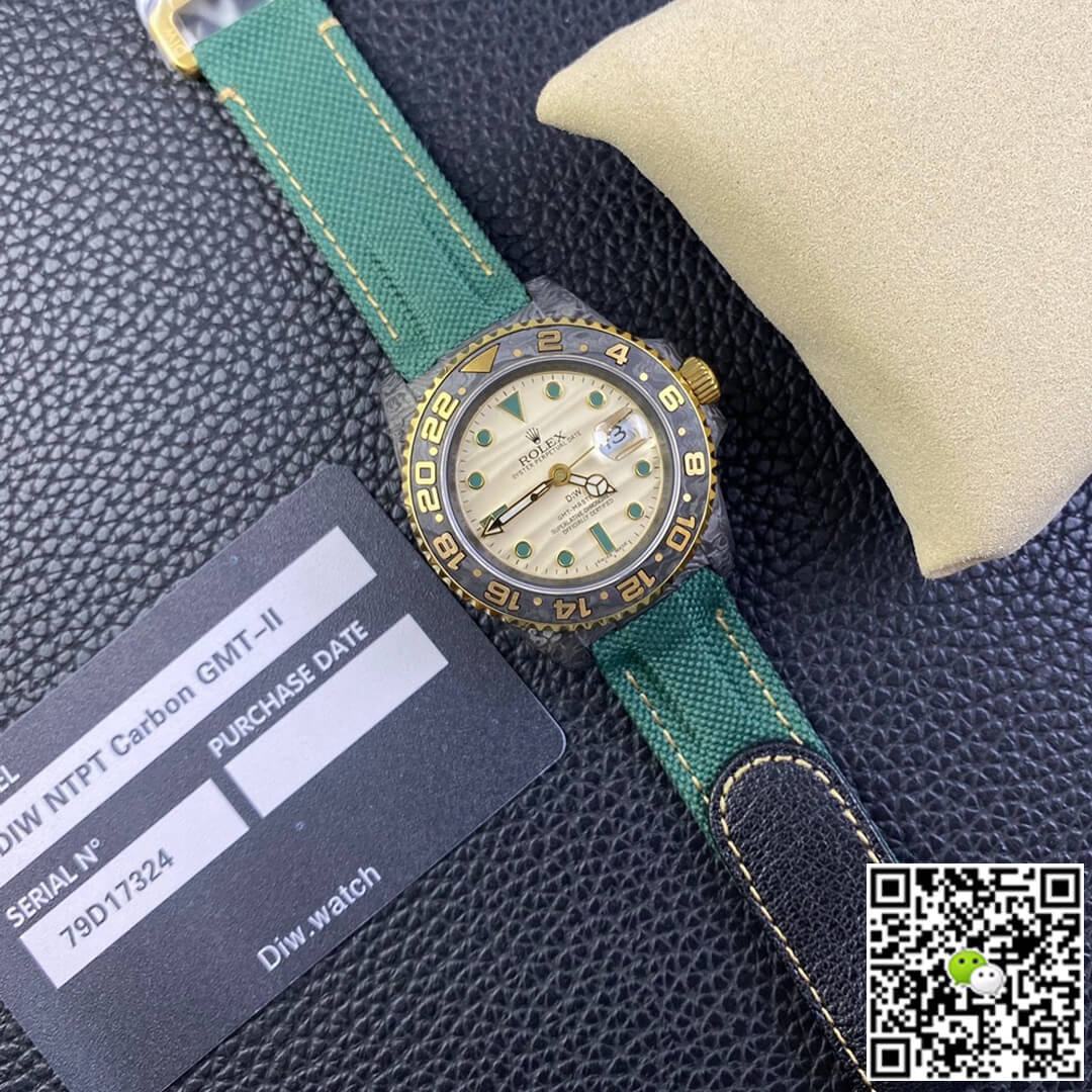 Rolex GMT-MASTER II Diw Carbon Fiber Case Green Fabric Strap