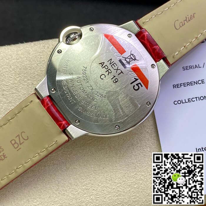Ballon Bleu De Cartier 36MM 3K Factory Red Leather Strap