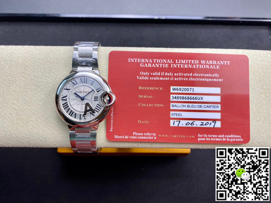 Ballon Bleu De Cartier 33MM W6920071 V6 Factory White Dial