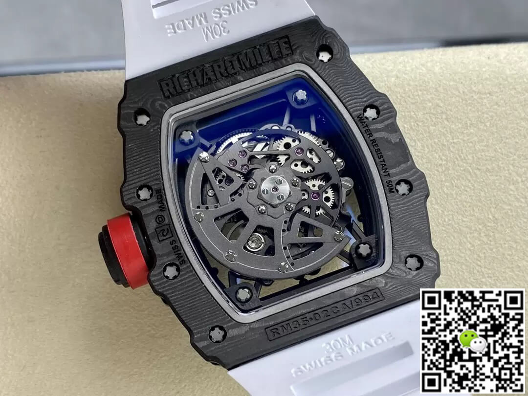 Richard Mille RM35-02 Carbon Fiber T+ Factory White Rubber Strap
