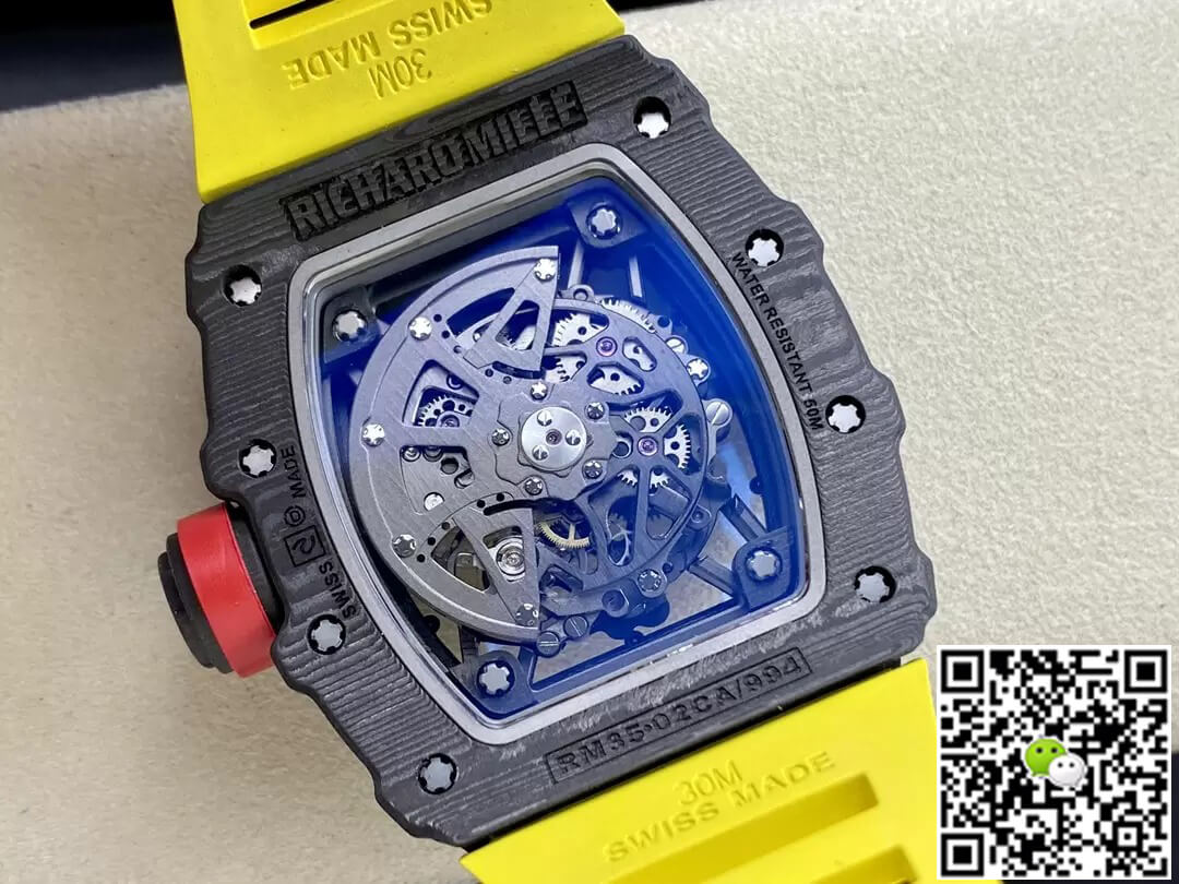Richard Mille RM35-02 NTPT Carbon Fiber T+ Factory Yellow Rubber Strap