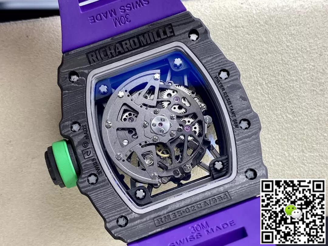 Richard Mille RM35-02 T+ Factory NTPT Carbon Fiber Purple Rubber Strap