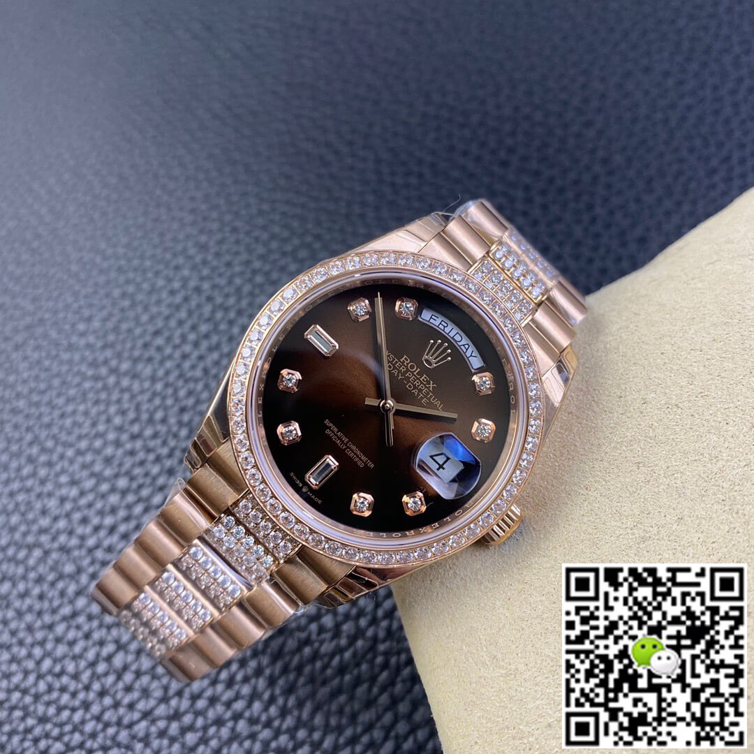 Rolex Day Date M128345rbr-0041 EW Factory Diamond Strap