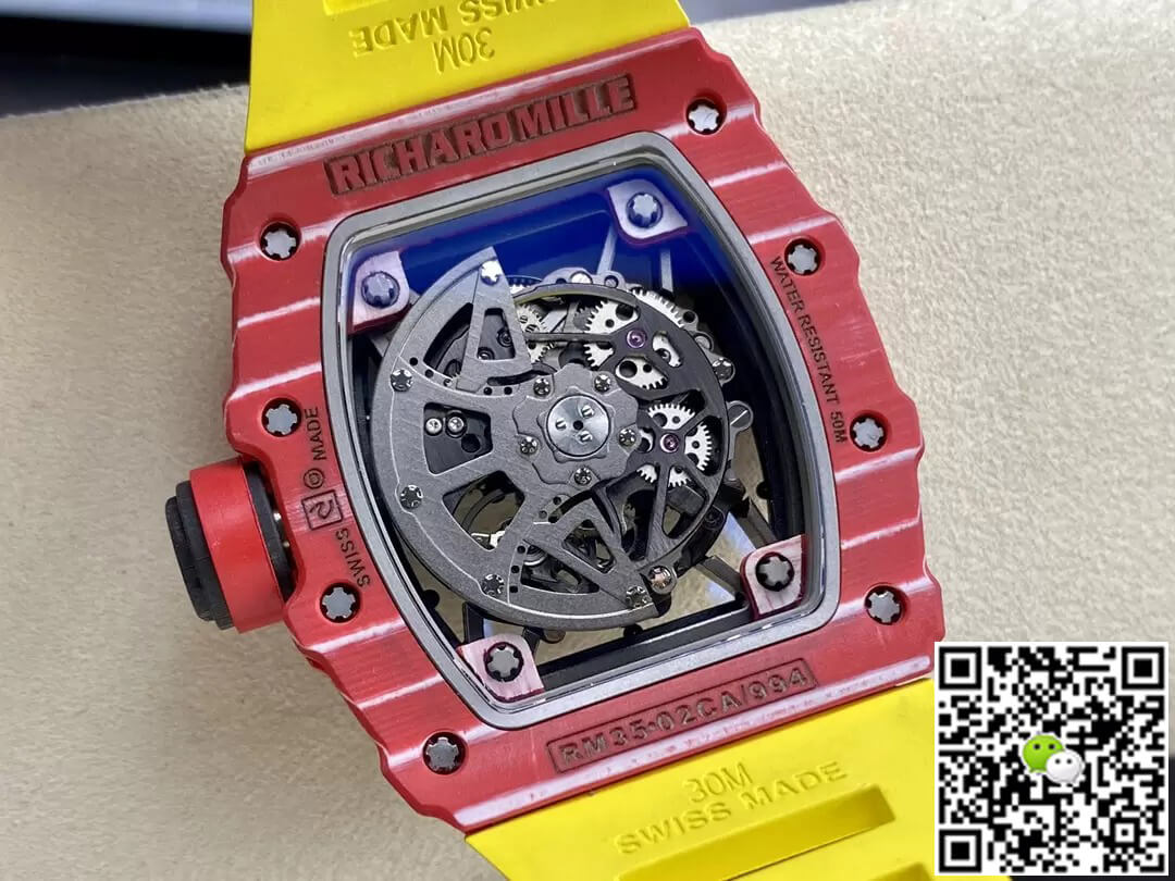 Richard Mille RM35-02 T+ Factory Carbon Fiber Case Yellow Rubber Strap