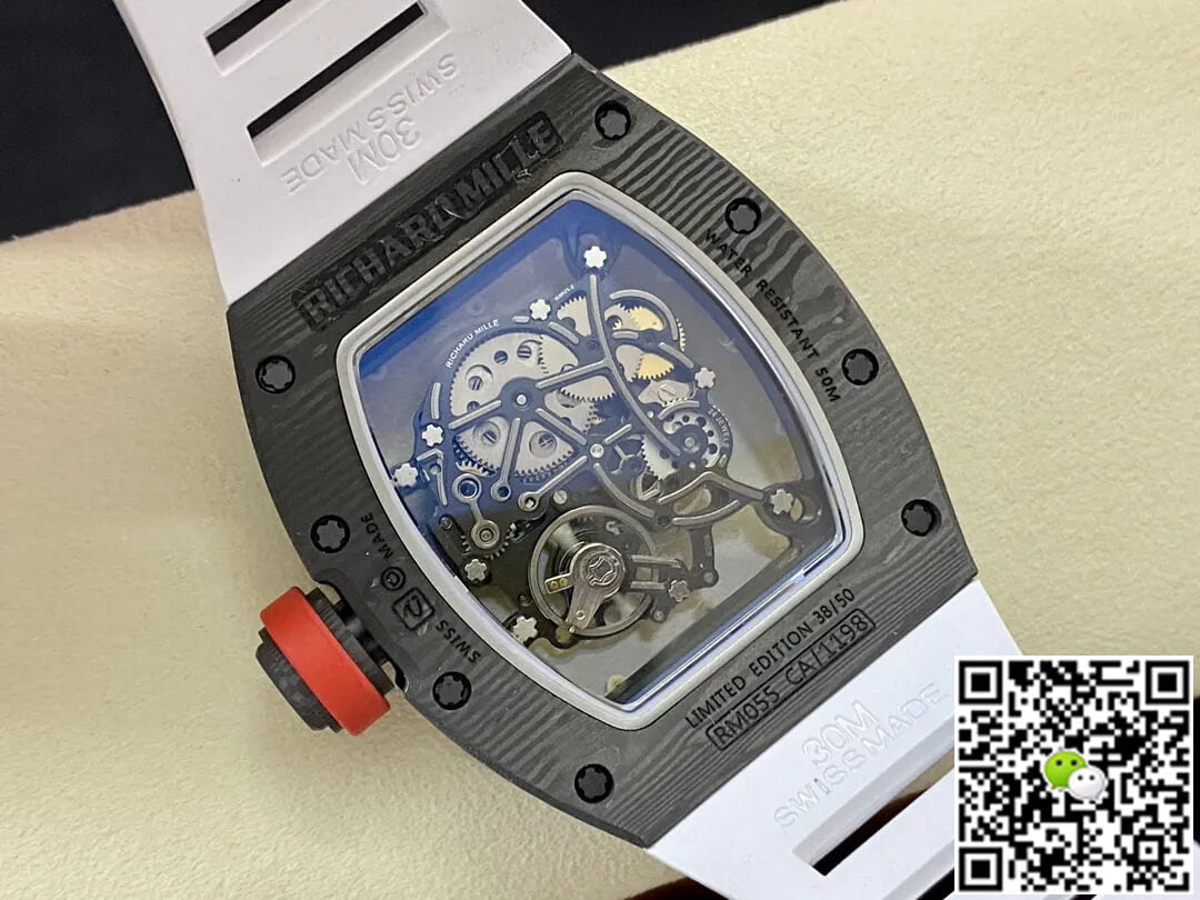 Richard Mille RM-055 BBR Factory Carbon Fiber White Strap