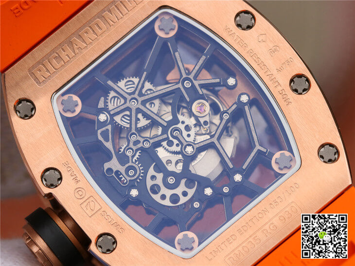 Richard Mille RM035 Americas KV Factory Rose Gold Orange Strap